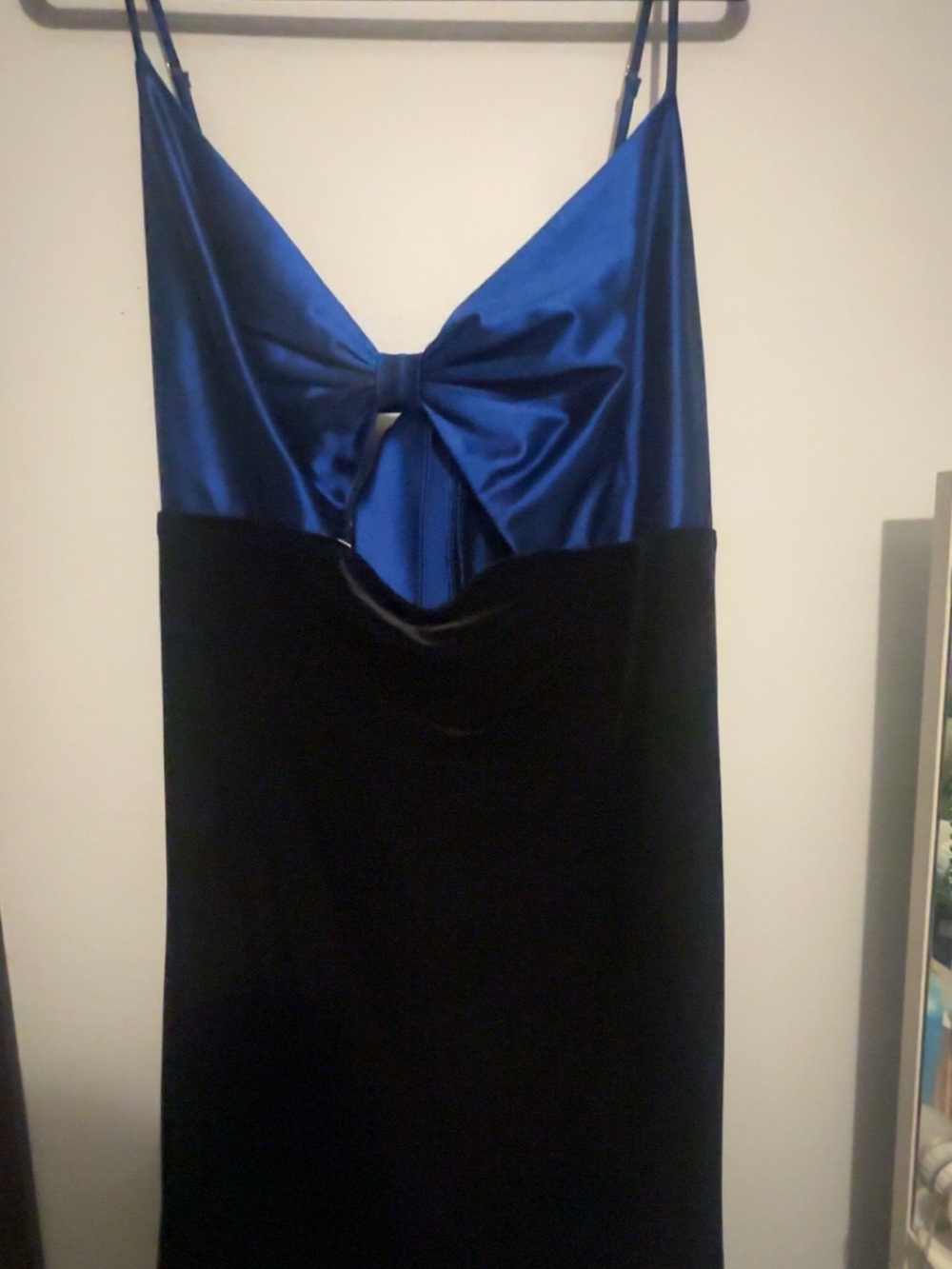 Blue and Black Satin-Top Slip Dress